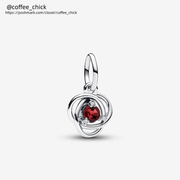 Pandora July True Red Eternity Circle Dangle Charm - Picture 1 of 2